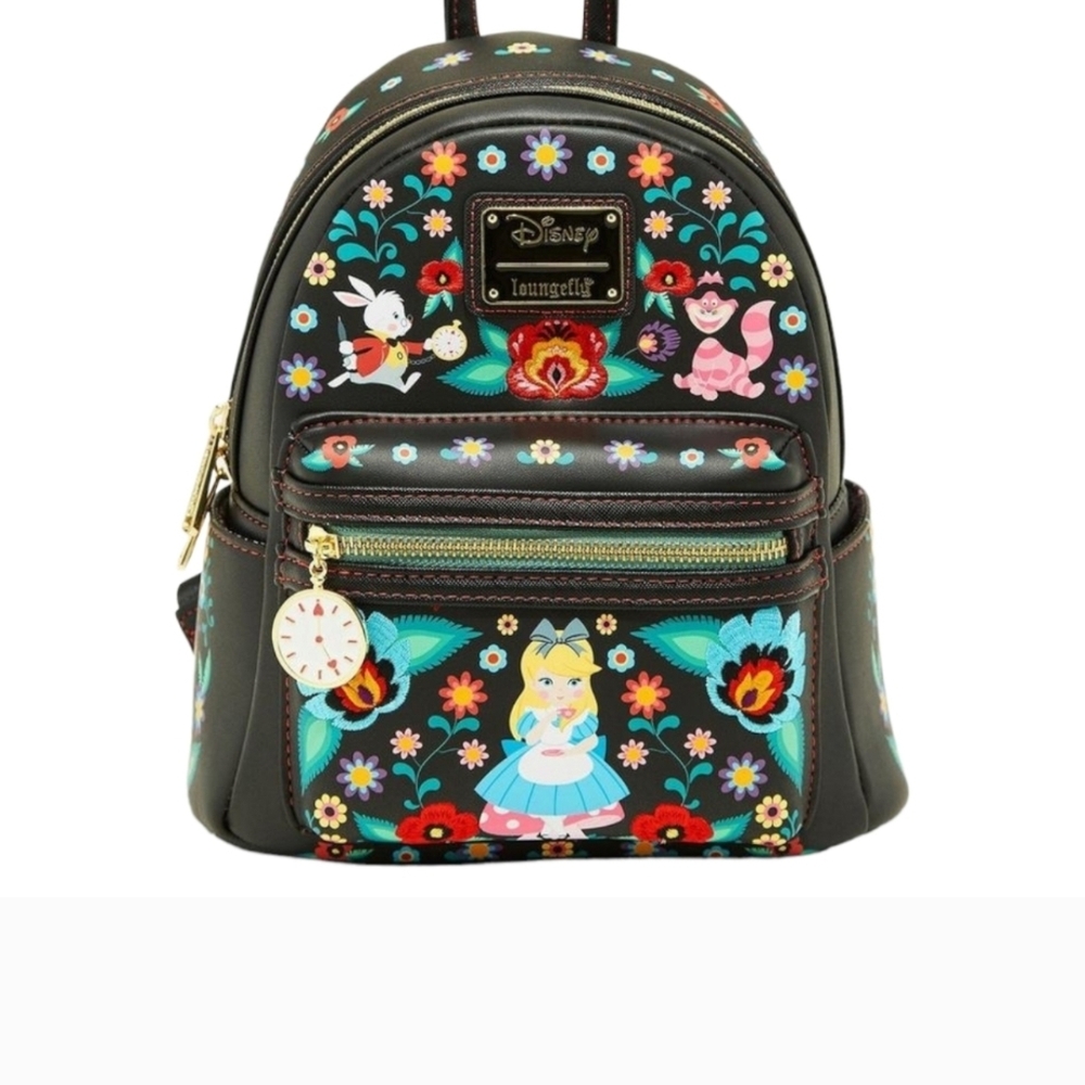 Loungefly Disney Alice in Wonderland Story Book Floral Mini Backpack New